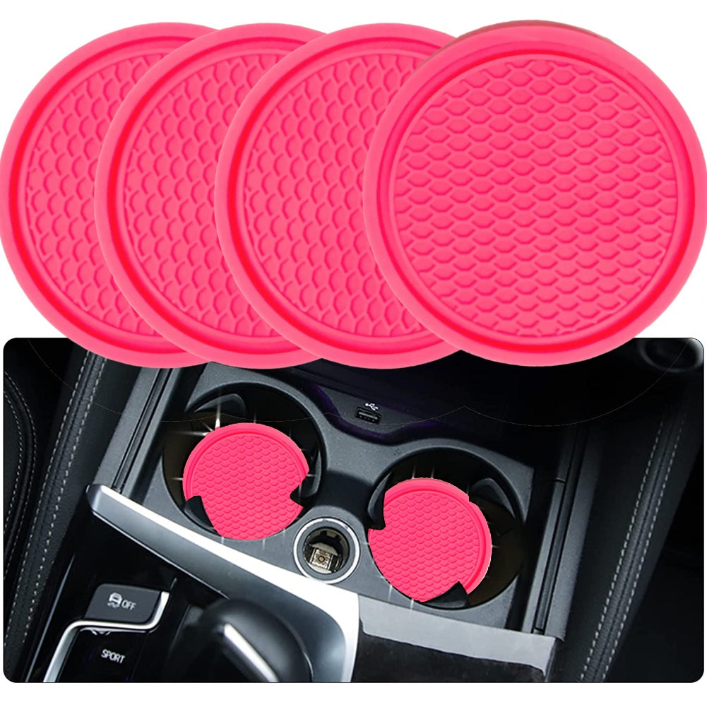 ZukMi Car Cup Coaster, 4pcs Universal Non-Slip Cup Holders Embedded in Ornaments Coaster, Car Interior Accessories,Universal Fit Auto Cup Holders Accessories for Women and for Man