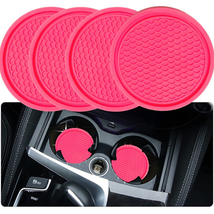 ZukMi Car Cup Coaster, 4pcs Universal Non-Slip Cup Holders Embedded in Ornaments Coaster, Car Interior Accessories,Universal Fit Auto Cup Holders Accessories for Women and for Man