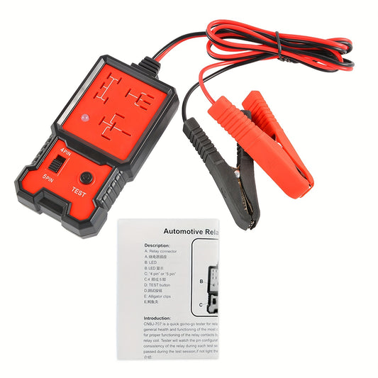 Auto Car Automotive Relay Tester For 12V 4pin And 5 Pin With Battery Clips