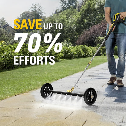 2-in-1 High-Pressure Washer with Water Broom, 22" Metal Base - 4000psi Electric Pressure Washing Machine Attachment with Quick Connect Pivot Coupler & 3 Extension Wands for Efficient Car & Surface Cleaning, Car Cleaning Tool|