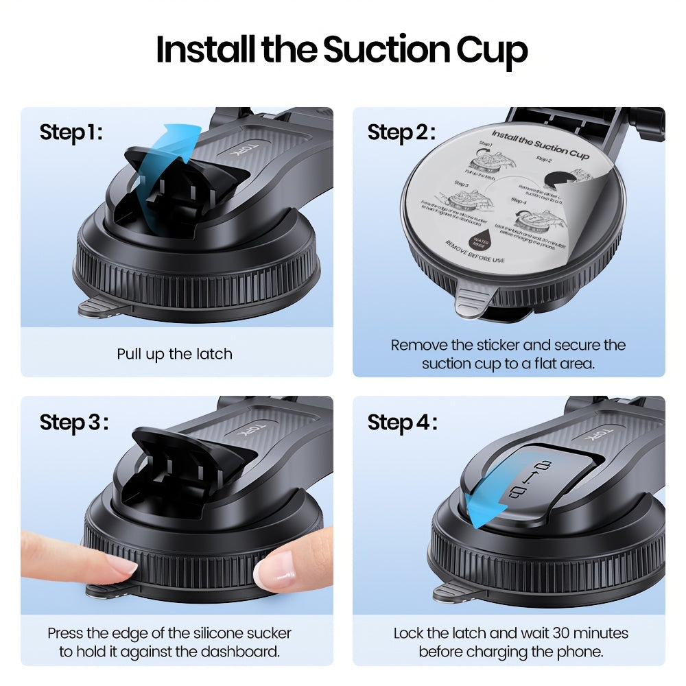 [TOPK Car Mount] TOPK D38-C Car Phone Holder Mount | Enhanced Adjustable Cell Phone Holder for Car Dashboard, Works with All Phones in Both Horizontal And Vertical Positions