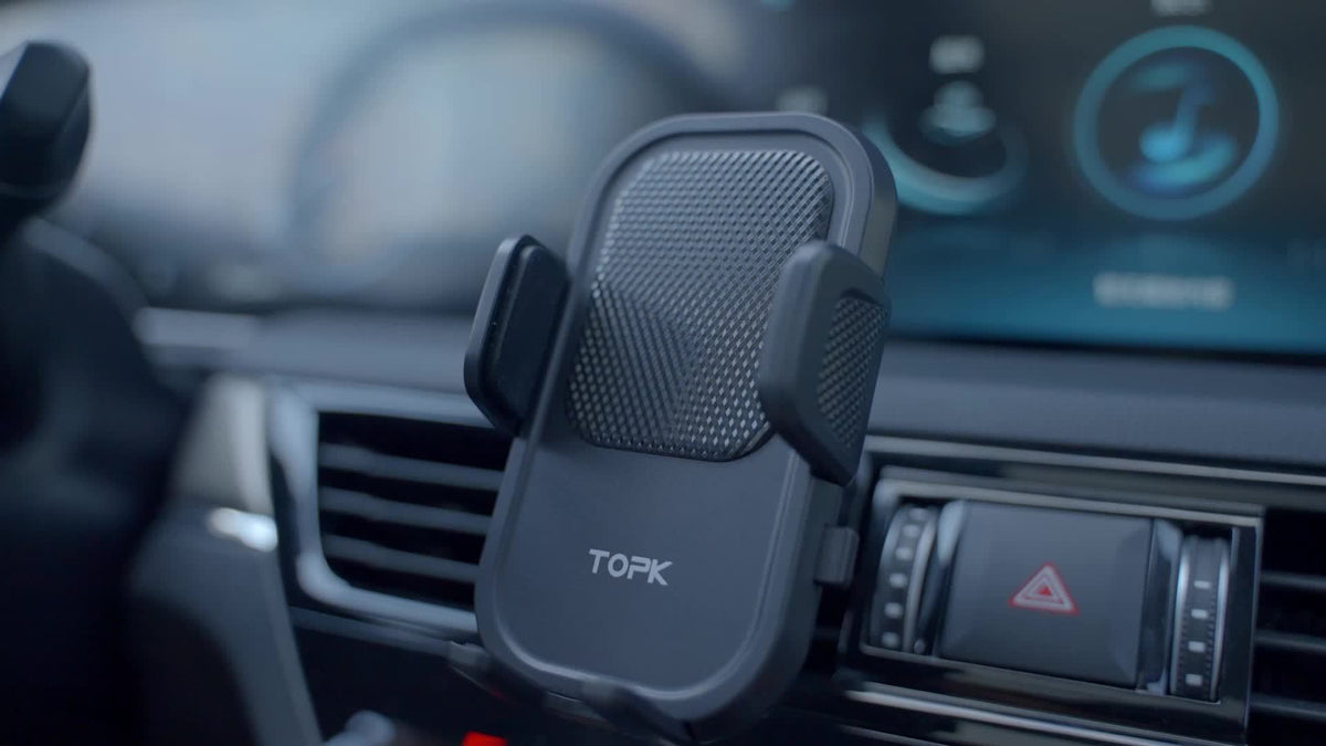 TOPK Car Phone Holder Mount, Car Mount with Hook Clip for Car Air Vent 360° Rotation Phone Mount Compatible with Iphone Android Cell Phone