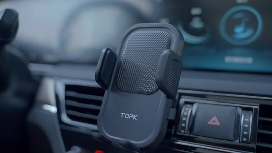 TOPK Car Phone Holder Mount, Car Mount with Hook Clip for Car Air Vent 360° Rotation Phone Mount Compatible with Iphone Android Cell Phone