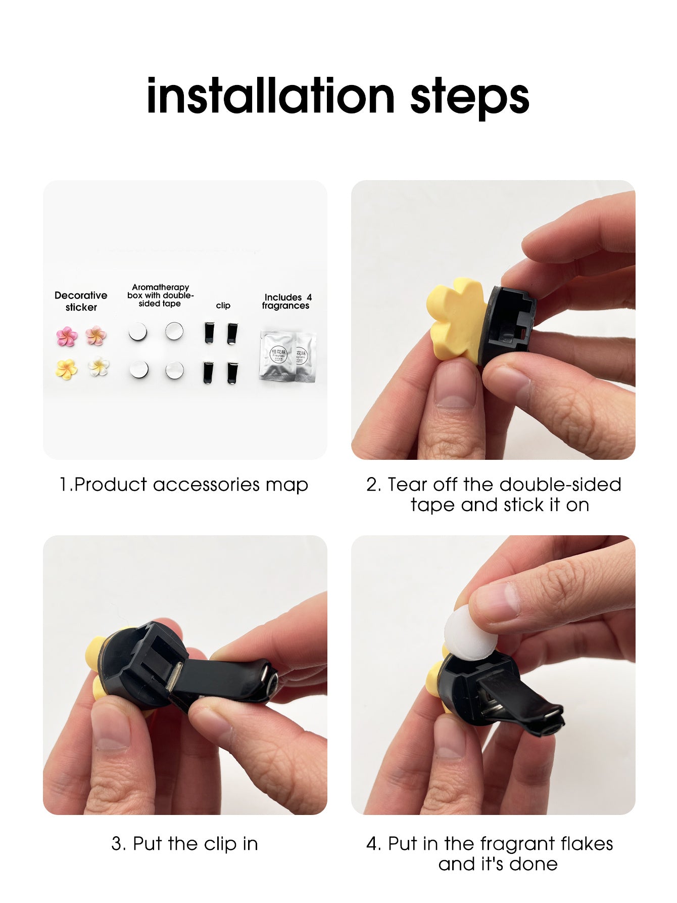 4pcs Floral Car Air Freshener Ornaments - Add a Refreshing Aroma to Your Automobile!