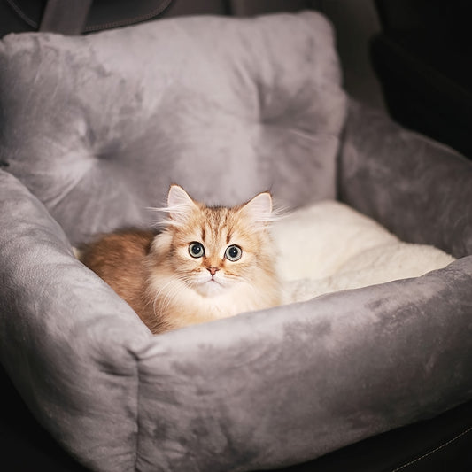 [Gray Pet Carrier] Soft Gray Pet Carrier, Car Seat for Cats and Small Dogs | Adjustable Straps, Ergonomic Design for Safe Travel, Secure Fit for Vehicles