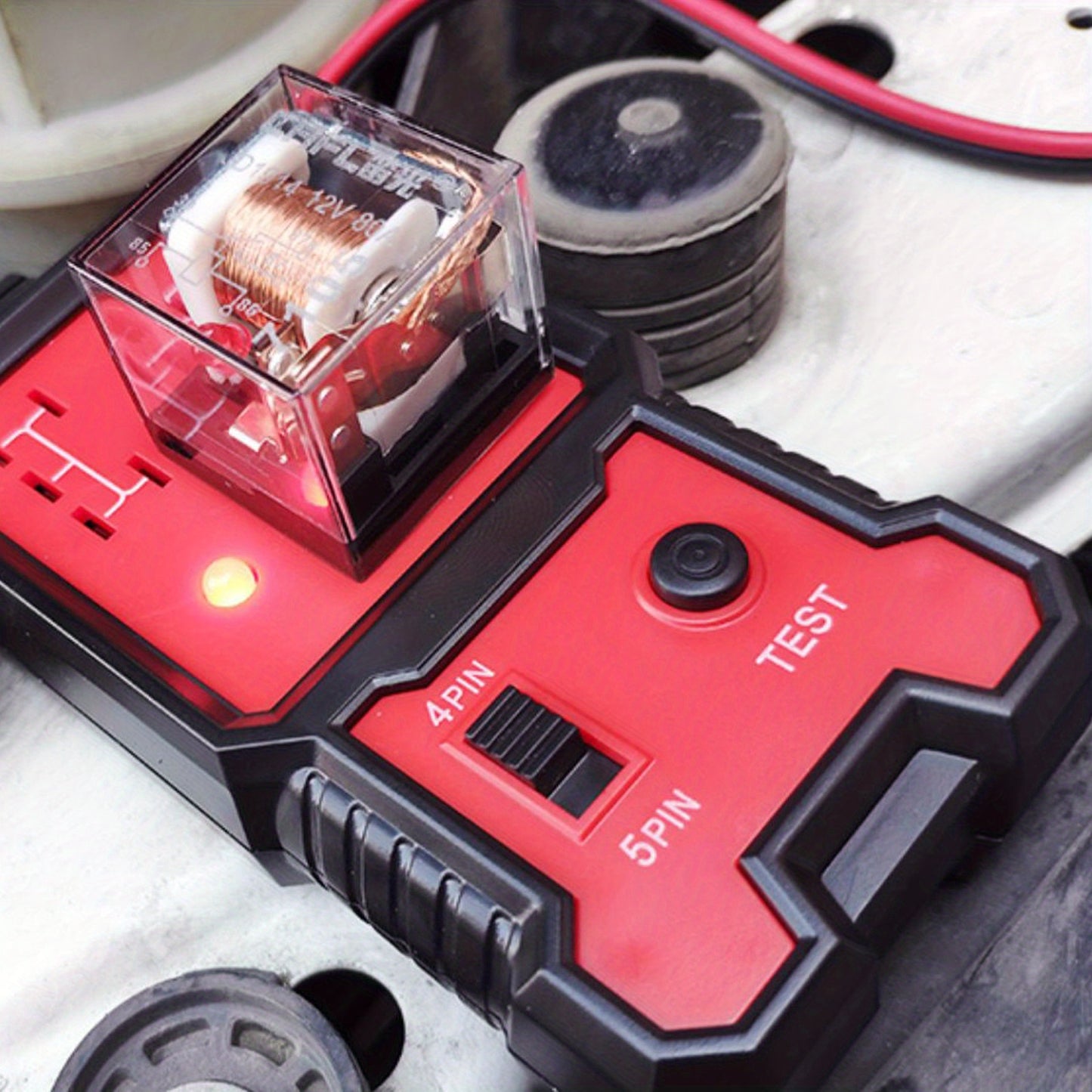 Auto Car Automotive Relay Tester For 12V 4pin And 5 Pin With Battery Clips