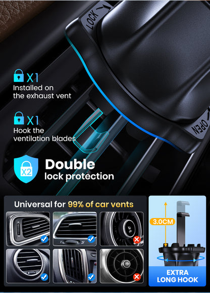TOPK Car Phone Holder Mount, Car Mount with Hook Clip for Car Air Vent 360° Rotation Phone Mount Compatible with Iphone Android Cell Phone