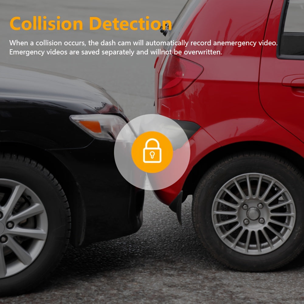 Front and Inside Dash Camera, 3.16-inch Dash Cam 1080P, G-Sensor HD Night Vision Loop Recording Wide Angle Car DVR (Blue Light-Sensitive Diode Position Random) (SD Card Not Included)