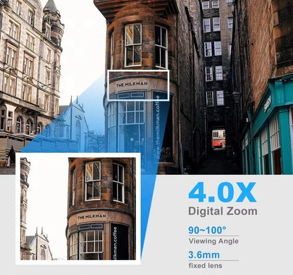 8MP Wifi IP Wireless Security Surveillance PTZ Camera 4X Zoom Cameras Tracking Two-way Audio HD Night Color Cam