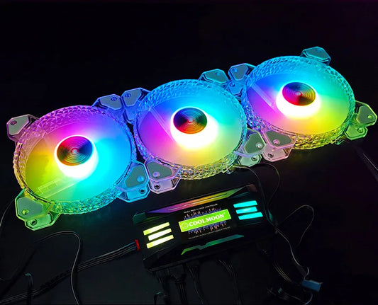 COOLMOON 5V/3Pin ARGB 4Pin Fan PWM HUB 1To8 Music Rhythm Temperature Controller Aura Sync Cooling Fan Remote Control Chassis Hub