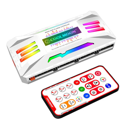 COOLMOON 5V/3Pin ARGB 4Pin Fan PWM HUB 1To8 Music Rhythm Temperature Controller Aura Sync Cooling Fan Remote Control Chassis Hub