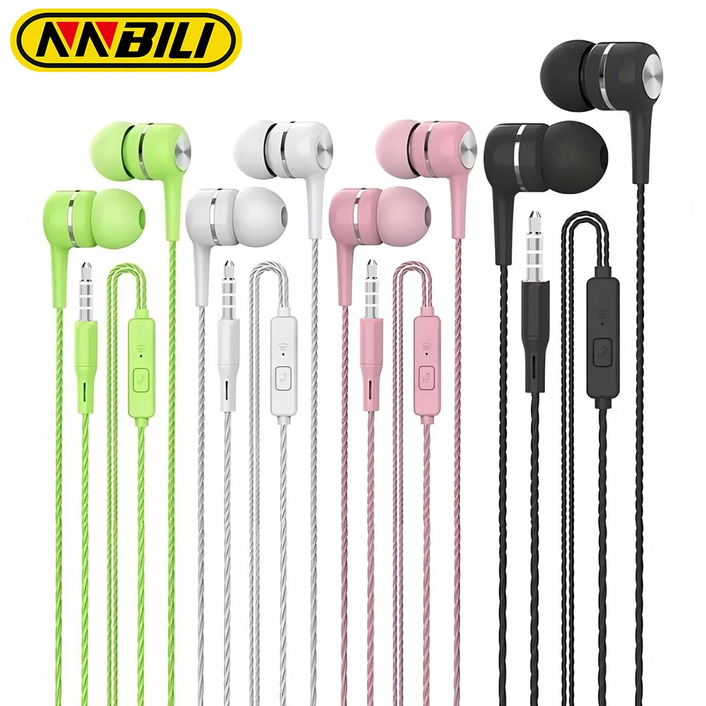 1-8pcs 3.5mm Wired Headphones In Ear Wired Earphones with Microphone Bass HiFi Stereo Earbuds Sports In-line Control For Phones