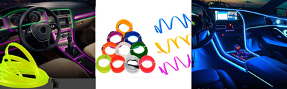 5M Car Interior Led Strip Light Neon EL Wiring Decorative Lamp For Auto DIY Flexible Ambient Light USB Party Atmosphere Diode