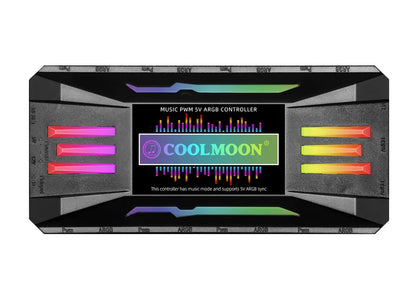 COOLMOON 5V/3Pin ARGB 4Pin Fan PWM HUB 1To8 Music Rhythm Temperature Controller Aura Sync Cooling Fan Remote Control Chassis Hub