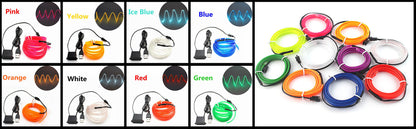 5M Car Interior Led Strip Light Neon EL Wiring Decorative Lamp For Auto DIY Flexible Ambient Light USB Party Atmosphere Diode