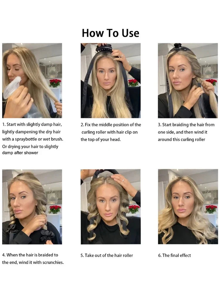 No Heat Foam Sleeping Curling Iron Big Wave Lazy Curl Styler for DIY Hair Dressing Tool - Efficient Hair Wave Styling