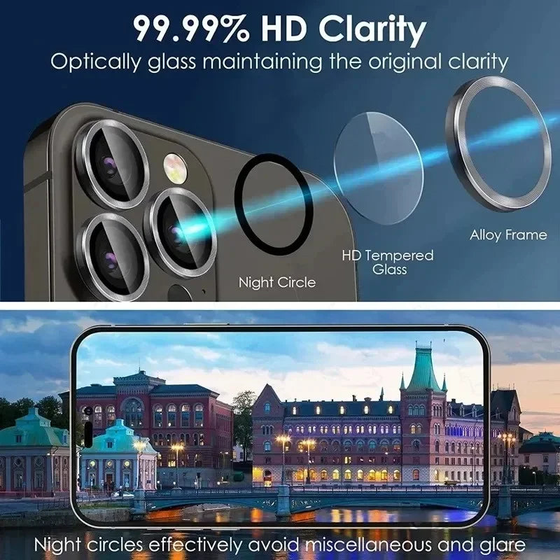 3-2pcs Metal Ring Camera Lens Protector for iPhone 12/13/14/15 pro Max 13 Mini 15 pro Max - Glass Lens Protection