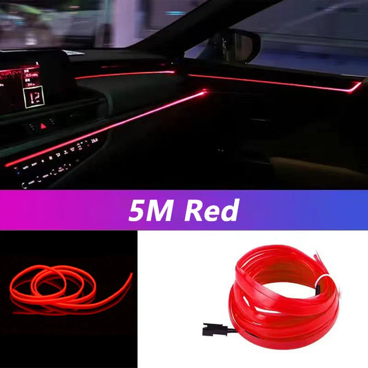 5M Car Interior Led Strip Light Neon EL Wiring Decorative Lamp For Auto DIY Flexible Ambient Light USB Party Atmosphere Diode