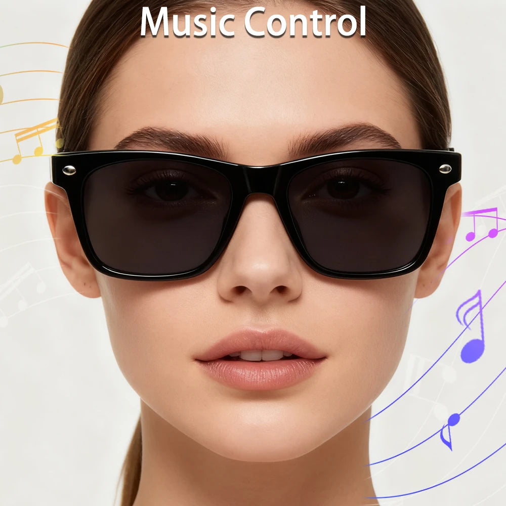 SENBONO New Smart Glasses for Men Women Bluetooth Call AI Translation Music Control Volume Control Sunglasses Anti-blue Light