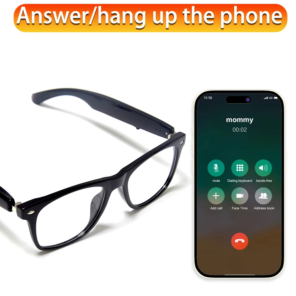 SENBONO New Smart Glasses for Men Women Bluetooth Call AI Translation Music Control Volume Control Sunglasses Anti-blue Light