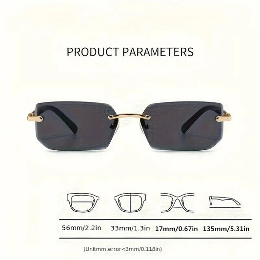 Rimless Sunglasses Rectangle Fashion Popular Women Men Shades Small Square Sun Glasses For Female male Summer Traveling Oculos