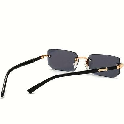Rimless Sunglasses Rectangle Fashion Popular Women Men Shades Small Square Sun Glasses For Female male Summer Traveling Oculos