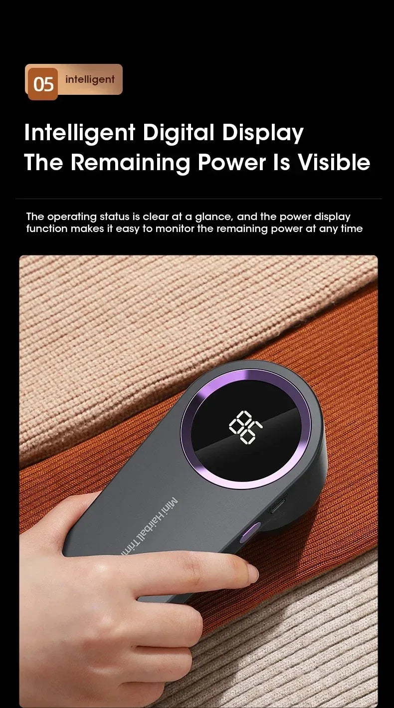 Portable Electric Lint Remover with LED Display USB Rechargeable Sweater Shaver Household Clothes Hair Ball Trimmer