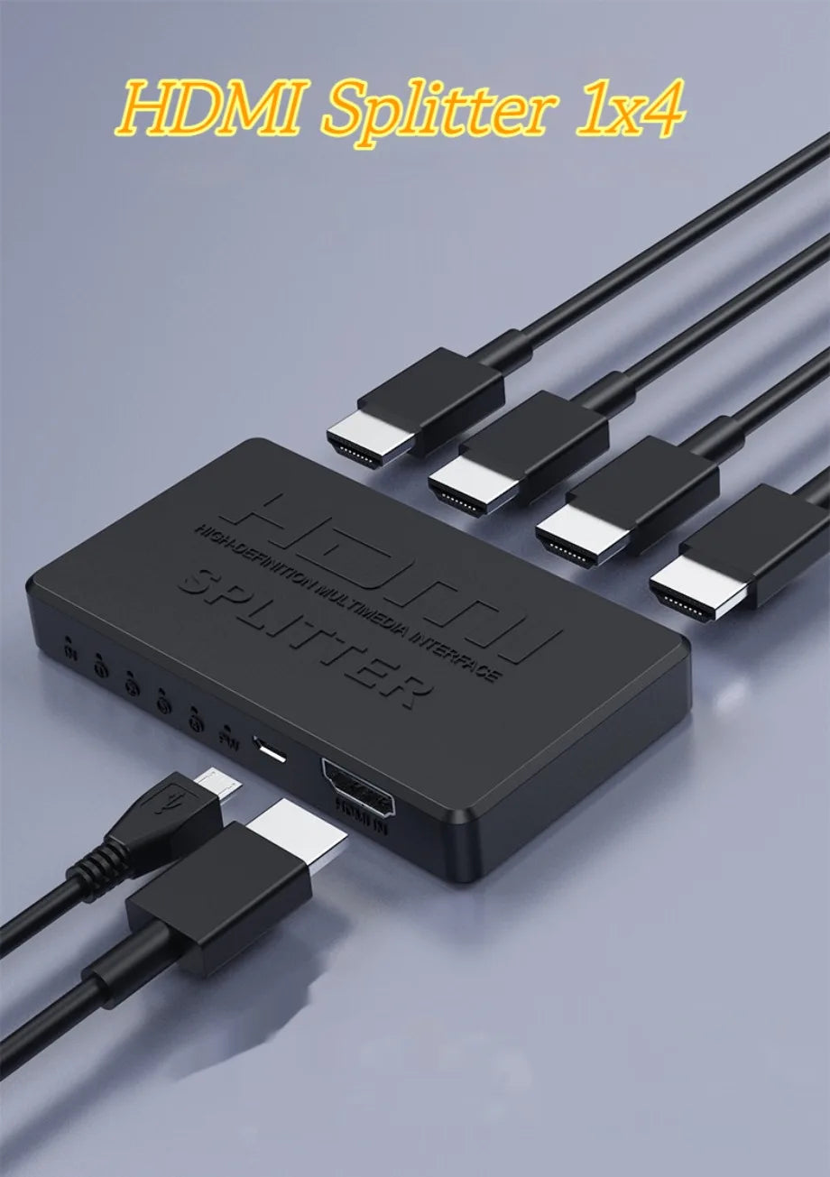 4K 2K HDMI Splitter 1 in 4 out 4x1 HDMI Switch HDMI-compatible Adapter HD 1080P Video Switcher For Xbox PS4 DVD HDTV PC Laptop