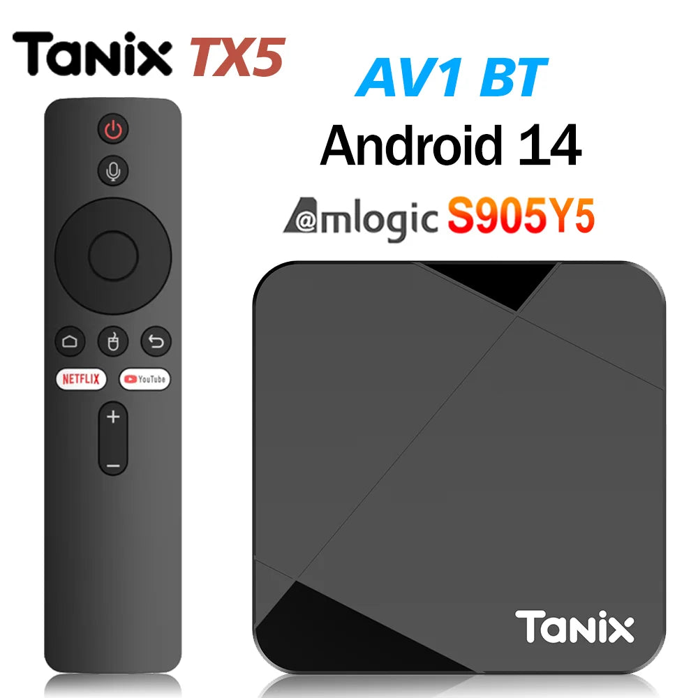 Tanix TX5 Android 14 Amlogic S905Y5 TV Box 4G 32G/64G 2.4G&5G Dual Wifi 4K Smart STB AV1 3D BT Streaming Media Player