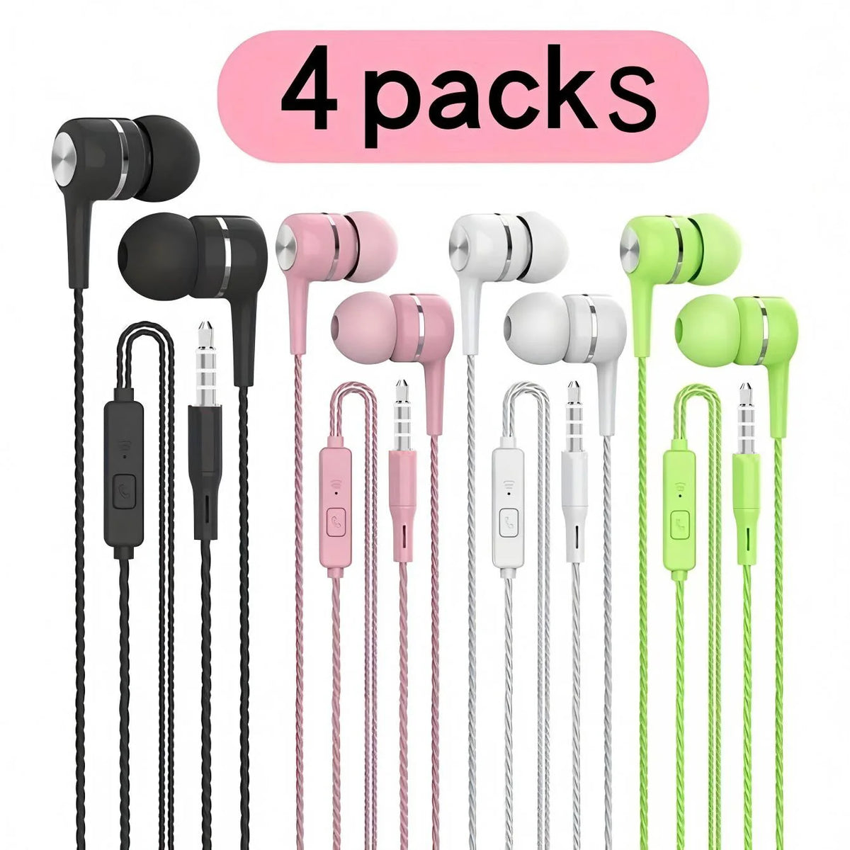 1-8pcs 3.5mm Wired Headphones In Ear Wired Earphones with Microphone Bass HiFi Stereo Earbuds Sports In-line Control For Phones