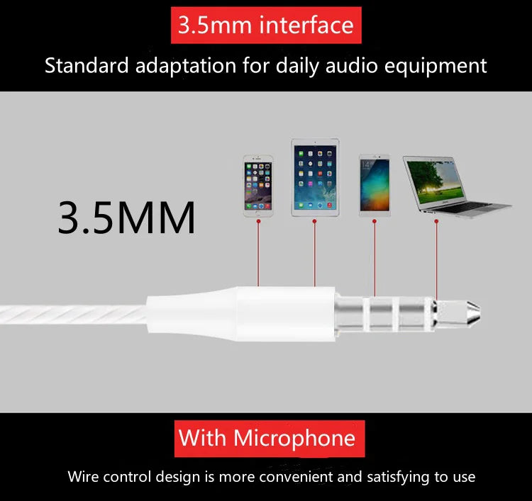 1-8pcs 3.5mm Wired Headphones In Ear Wired Earphones with Microphone Bass HiFi Stereo Earbuds Sports In-line Control For Phones