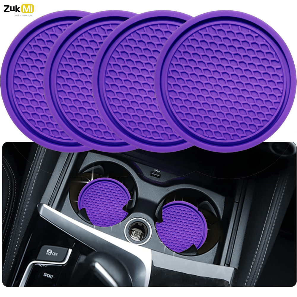 ZukMi Car Cup Coaster, 4pcs Universal Non-Slip Cup Holders Embedded in Ornaments Coaster, Car Interior Accessories,Universal Fit Auto Cup Holders Accessories for Women and for Man