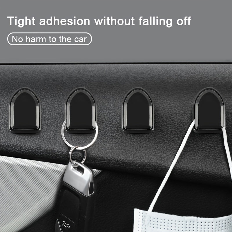 4pcs Car Hook USB Data Cable Key Mask Storage Hook Sticker, Car Interior Accessories Hook