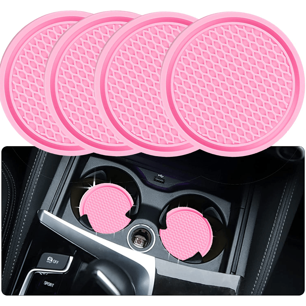 ZukMi Car Cup Coaster, 4pcs Universal Non-Slip Cup Holders Embedded in Ornaments Coaster, Car Interior Accessories,Universal Fit Auto Cup Holders Accessories for Women and for Man