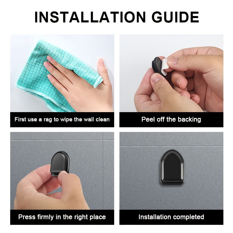 4pcs Car Hook USB Data Cable Key Mask Storage Hook Sticker, Car Interior Accessories Hook