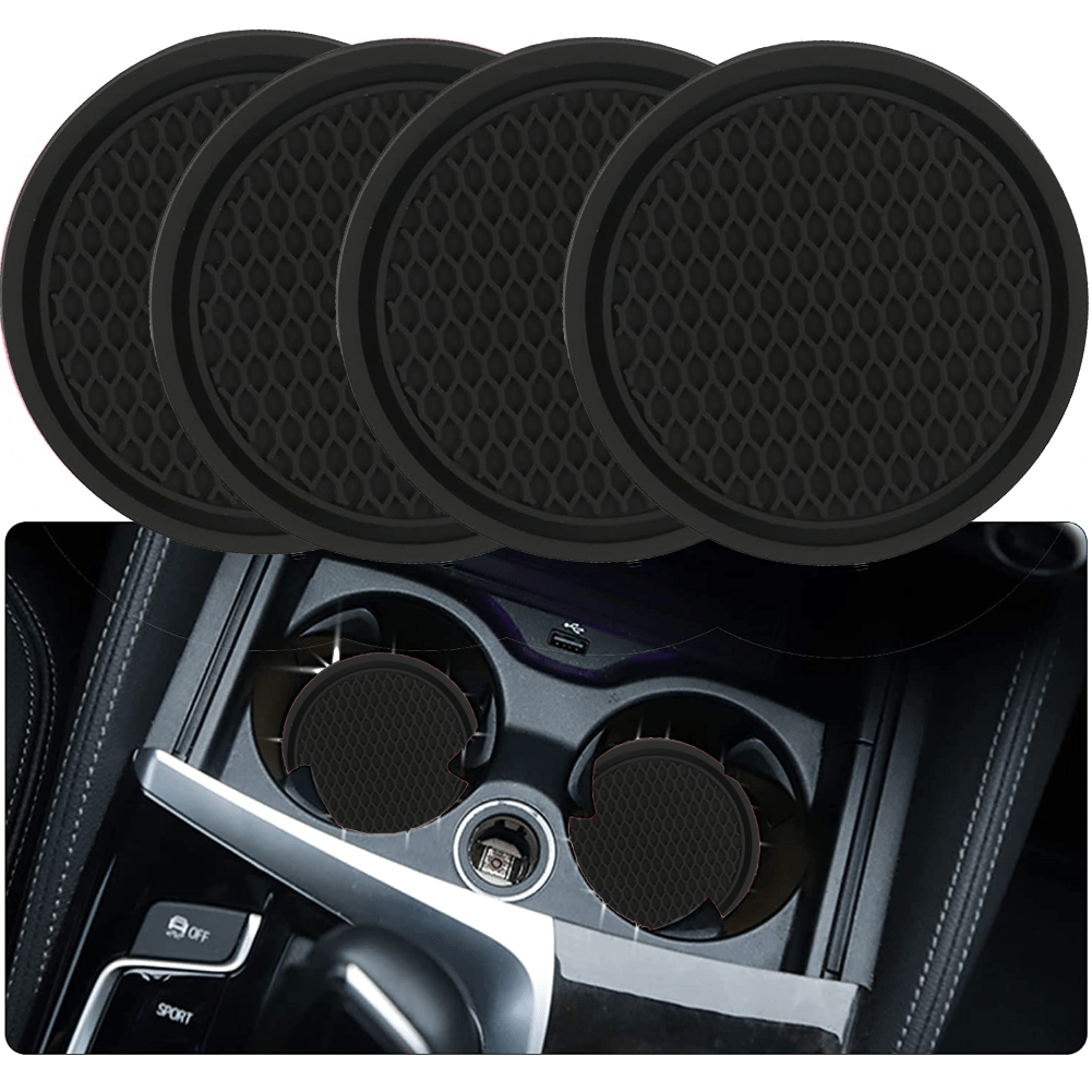 ZukMi Car Cup Coaster, 4pcs Universal Non-Slip Cup Holders Embedded in Ornaments Coaster, Car Interior Accessories,Universal Fit Auto Cup Holders Accessories for Women and for Man