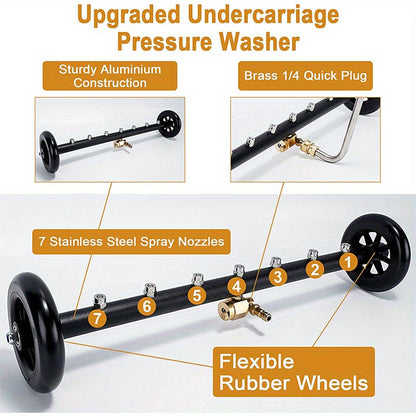 2-in-1 High-Pressure Washer with Water Broom, 22" Metal Base - 4000psi Electric Pressure Washing Machine Attachment with Quick Connect Pivot Coupler & 3 Extension Wands for Efficient Car & Surface Cleaning, Car Cleaning Tool|