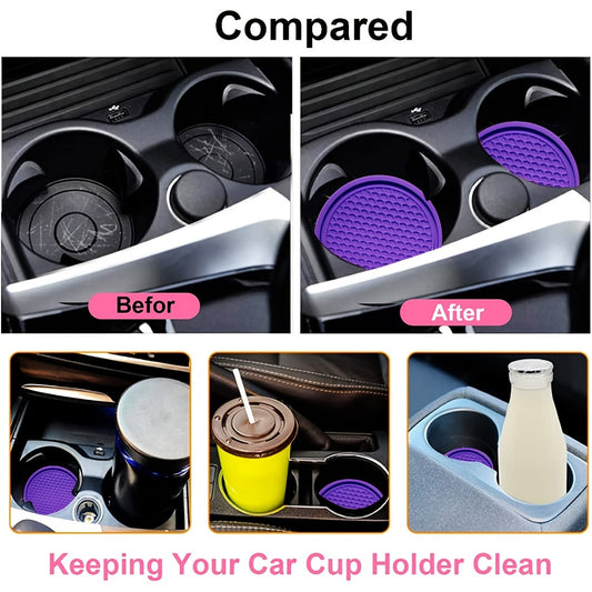 ZukMi Car Cup Coaster, 4pcs Universal Non-Slip Cup Holders Embedded in Ornaments Coaster, Car Interior Accessories,Universal Fit Auto Cup Holders Accessories for Women and for Man