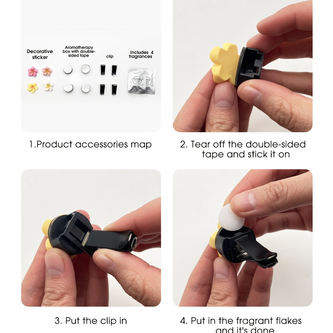 4pcs Floral Car Air Freshener Ornaments - Add a Refreshing Aroma to Your Automobile!