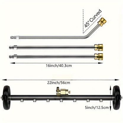 2-in-1 High-Pressure Washer with Water Broom, 22" Metal Base - 4000psi Electric Pressure Washing Machine Attachment with Quick Connect Pivot Coupler & 3 Extension Wands for Efficient Car & Surface Cleaning, Car Cleaning Tool|