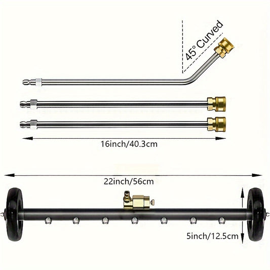 2-in-1 High-Pressure Washer with Water Broom, 22" Metal Base - 4000psi Electric Pressure Washing Machine Attachment with Quick Connect Pivot Coupler & 3 Extension Wands for Efficient Car & Surface Cleaning, Car Cleaning Tool|